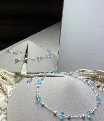 Marco Bicego Collana oro bianco e topazi azzurri cod: CB904-TP01 (W-02-410)