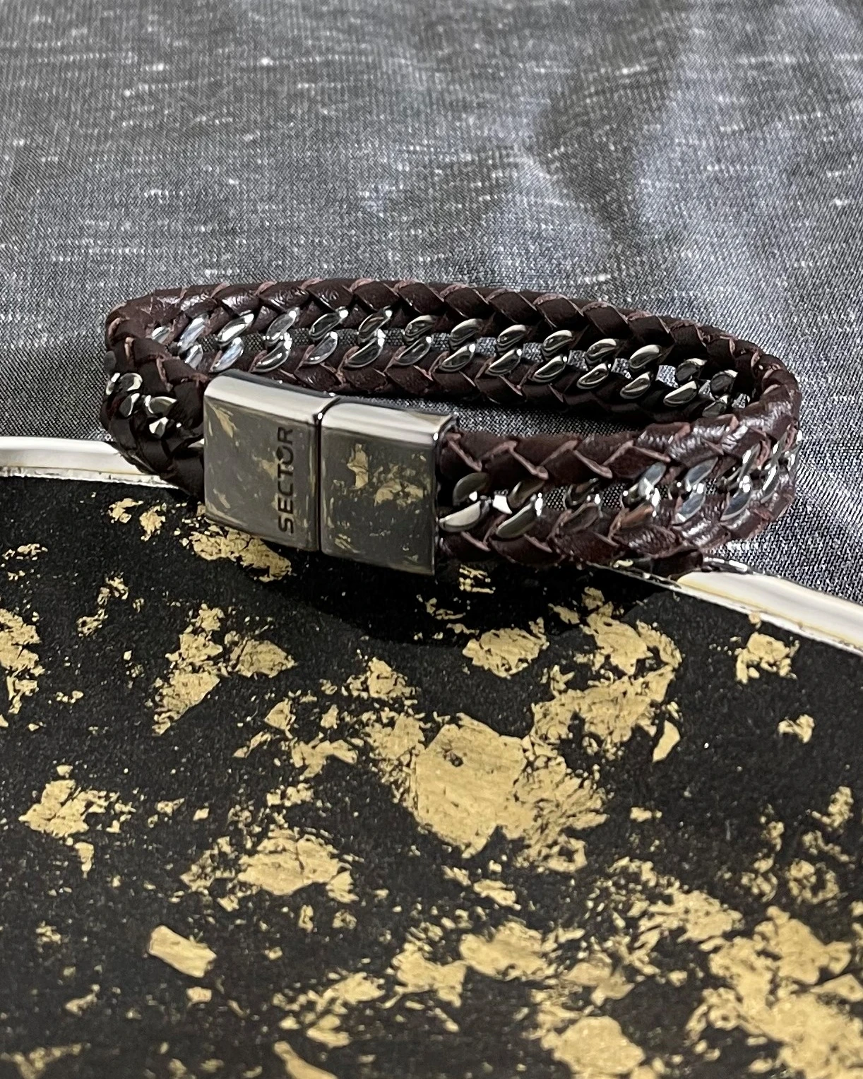 Sector bracciale in pelle e acciaio cod:  SXM05