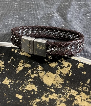 Sector bracciale in pelle e acciaio cod:  SXM05