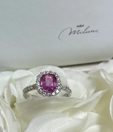 Miluna Anello oro con Zaffiro e brillanti cod: LID3495