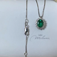 MIluna Collana oro bianco con smeraldo e brillanti cod: CLD4134