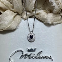 Miluna Collana oro bianco con zaffiro e brillanti cod: CLD4328