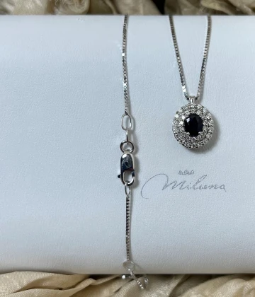 Miluna Collana oro bianco con zaffiro e brillanti cod: CLD4328