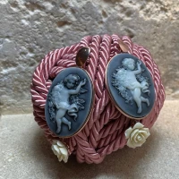 Orecchini argento rosa con pasta lavica e pasta d'avorio cod: NCA11