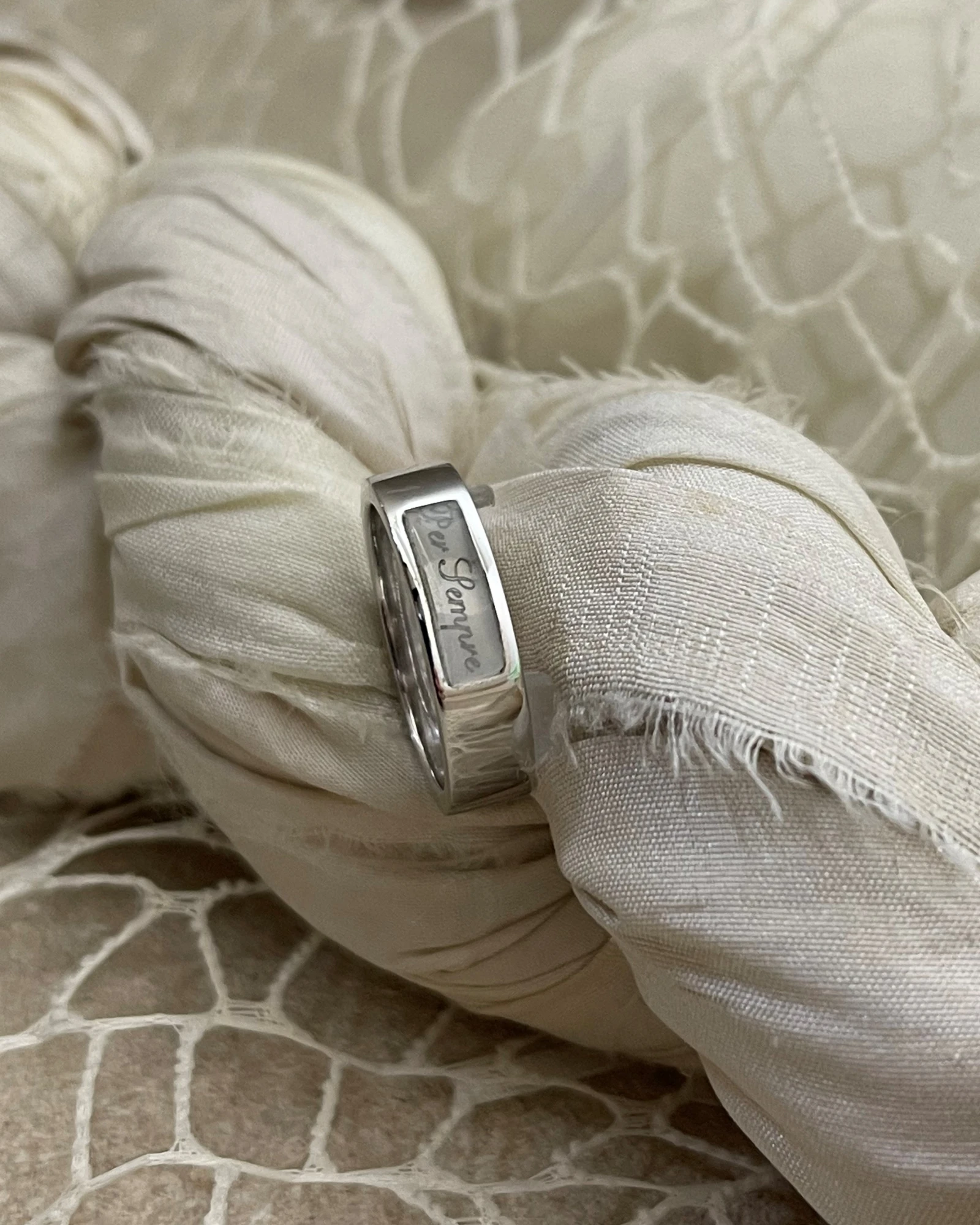 Anteo Fede in oro bianco "Per Sempre" cod: 0712