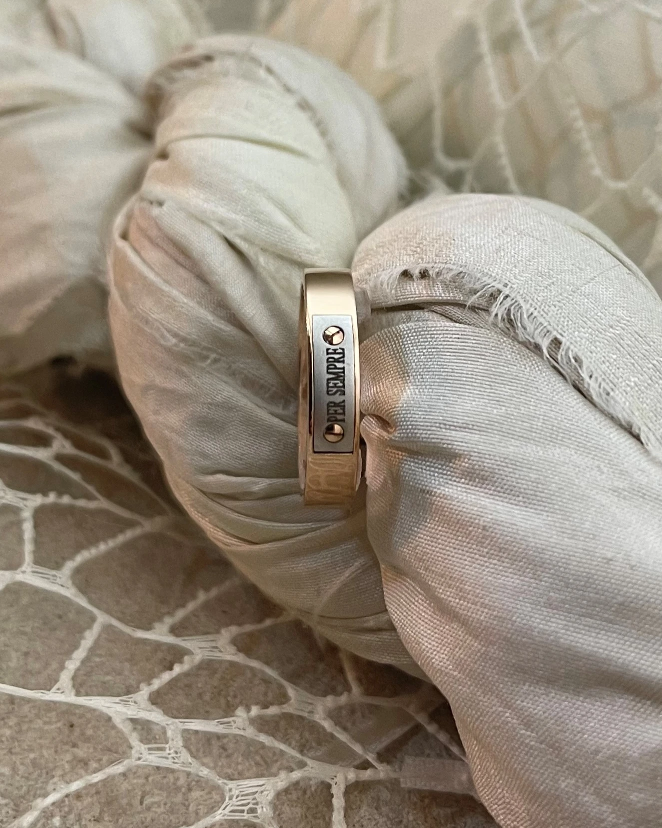 Anteo Fede in oro rosa "Per Sempre" cod:130814  (S)