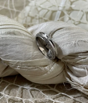 Anteo fede in oro bianco con brillanti  cod: 0502 (S)