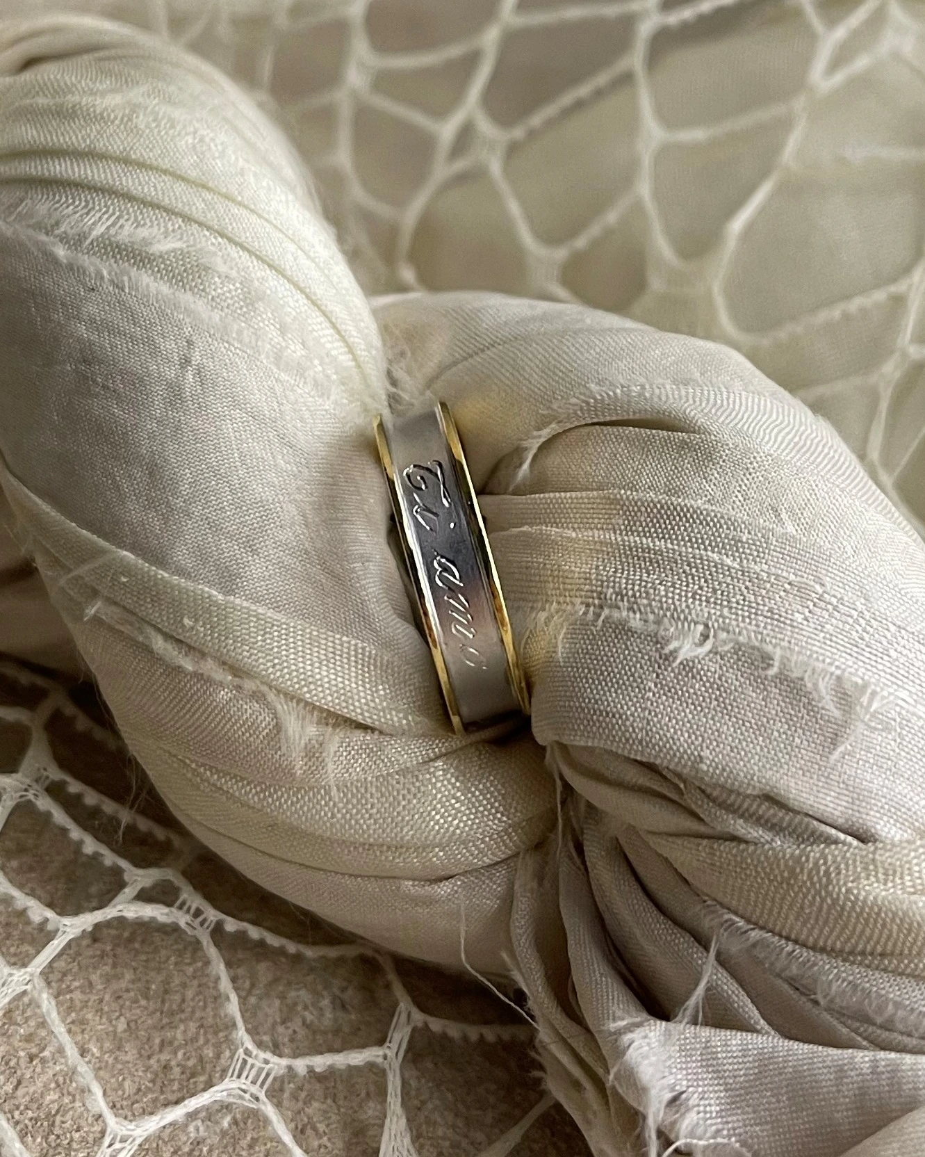 Anteo fede in oro bianco e giallo  cod: JT139  (S)