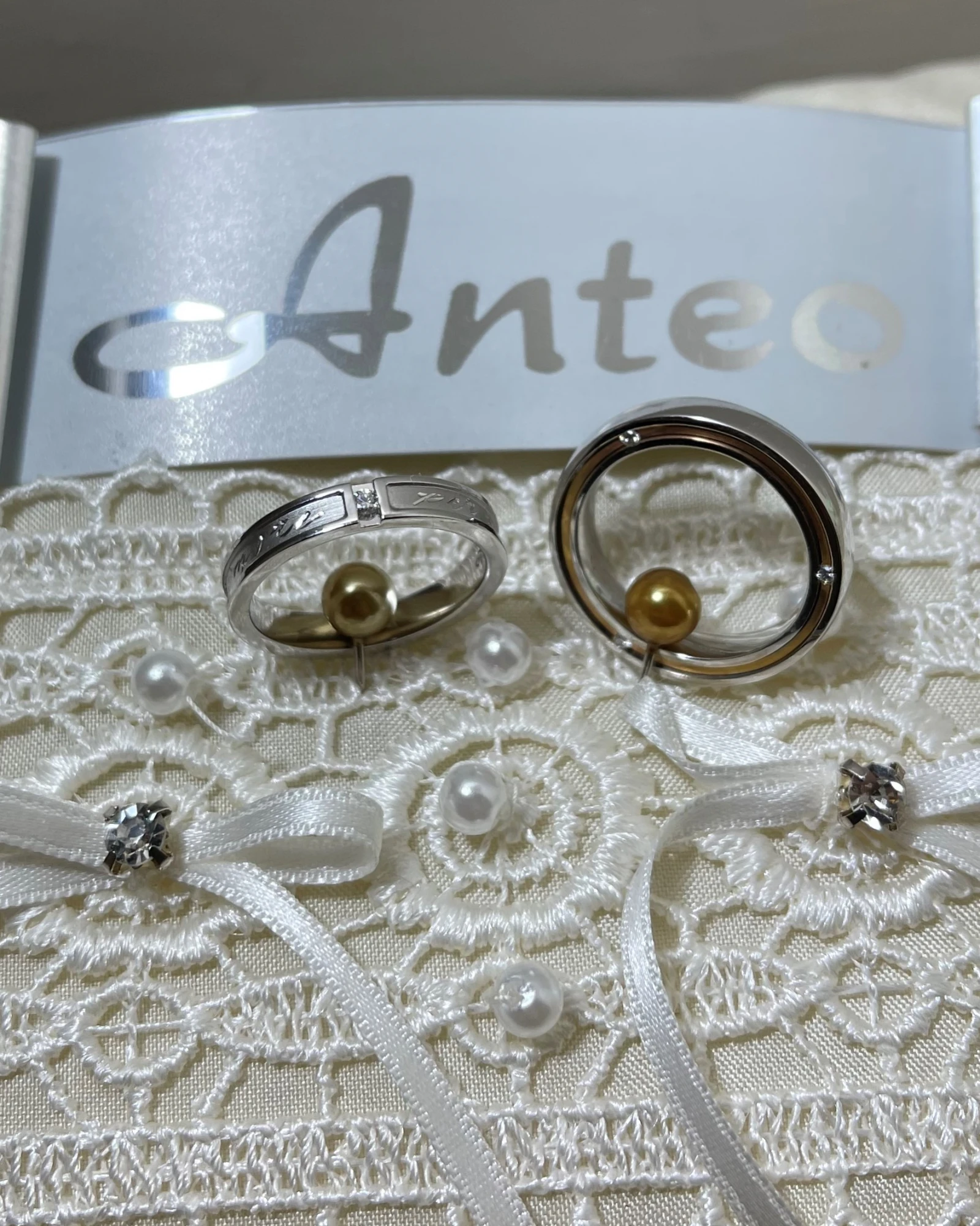 Anteo fede in oro bianco e giallo con brillanti cod: 0044  (S)