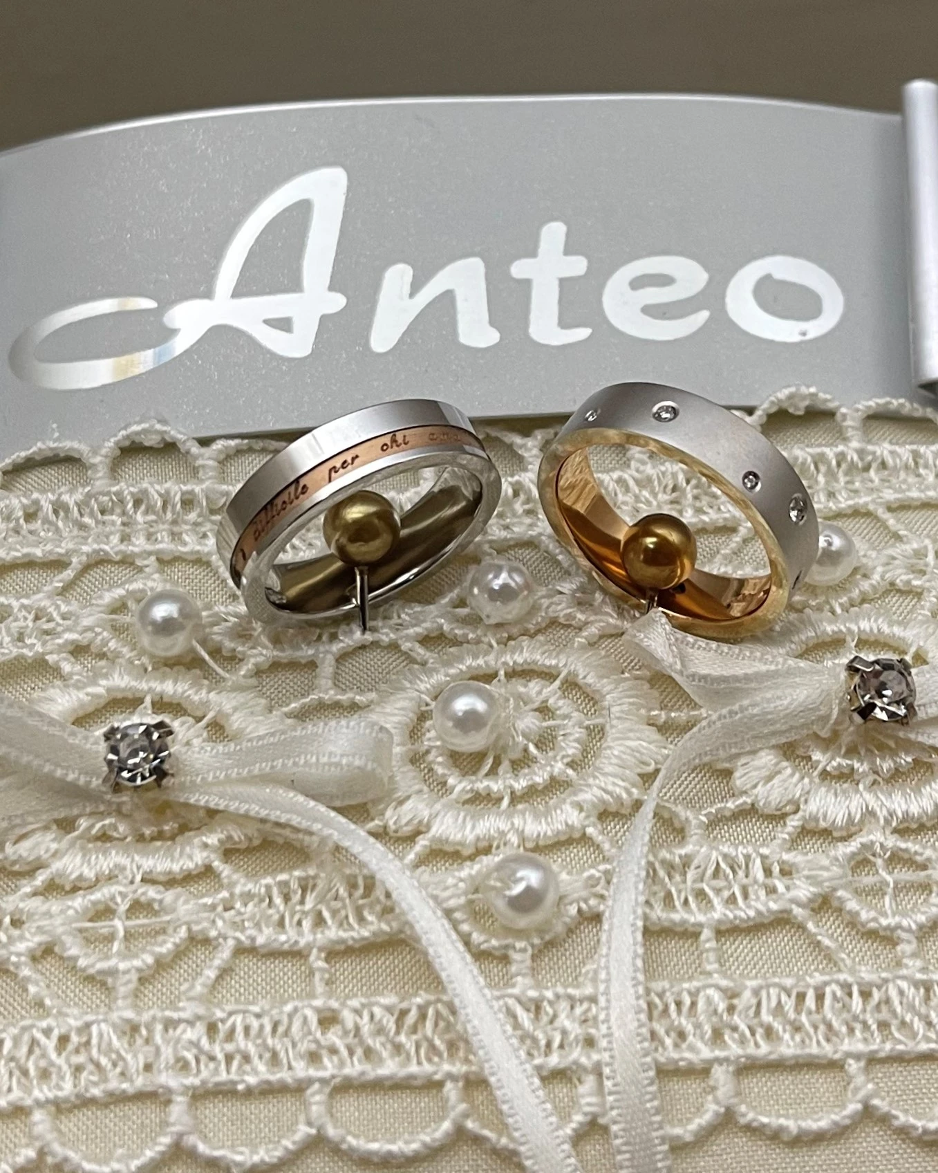 Anteo fede in oro bianco e rosa  cod: T167  (S)