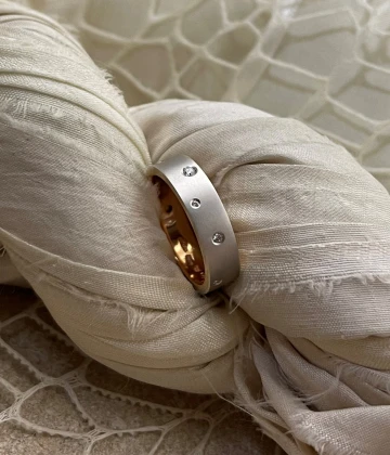 Anteo fede in oro bianco e rosa con brillanti  cod: 0602B (S)