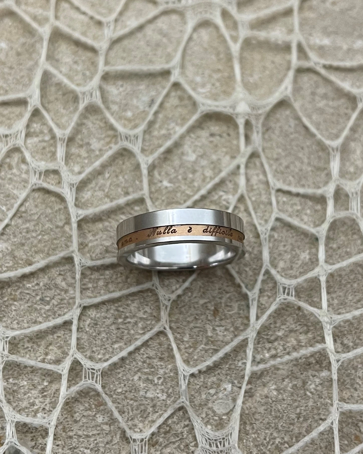 Anteo fede in oro bianco e rosa  cod: T167  (S)