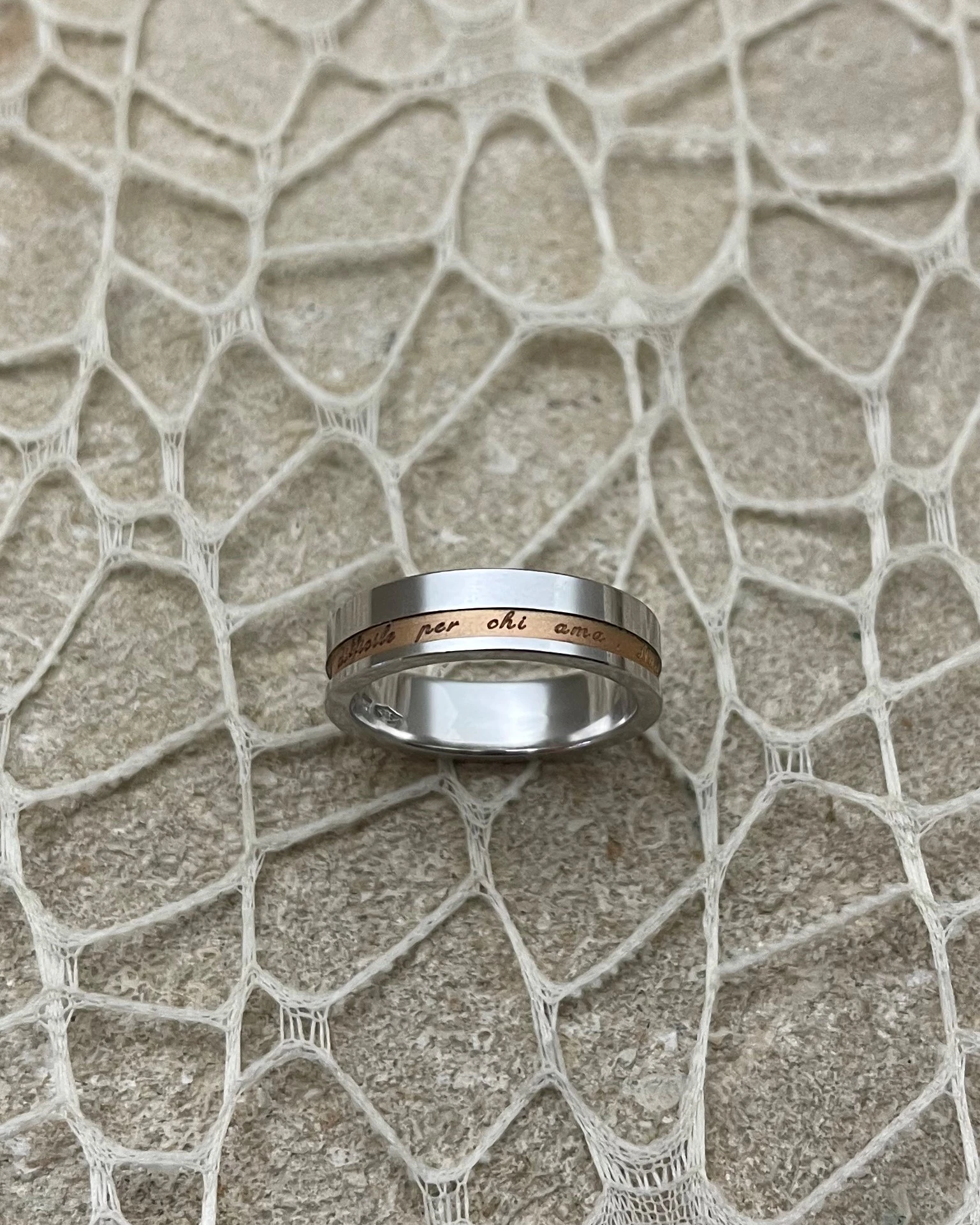 Anteo fede in oro bianco e rosa  cod: T167  (S)