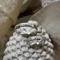 Polello fede in oro bianco con brillanti  cod: B3111DB