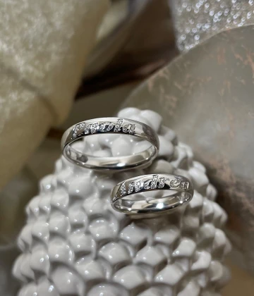 Polello fede in oro bianco con brillanti  cod: B3111DB