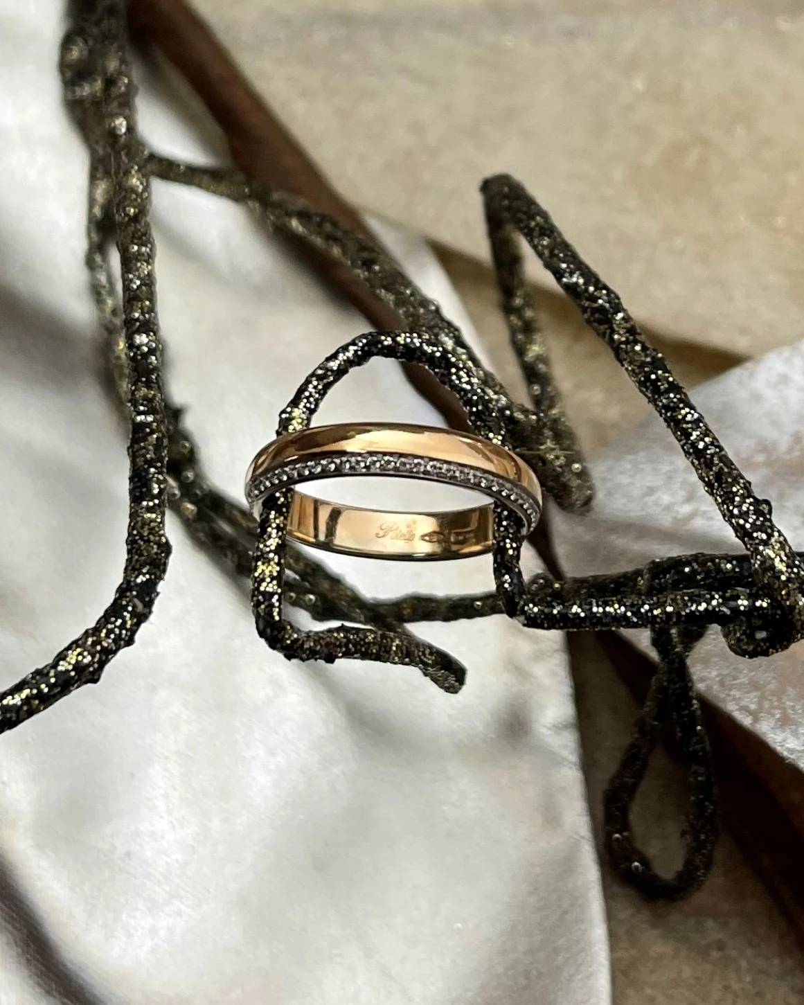 Polello fede in oro rosa con brillanti  cod: E3116DBR