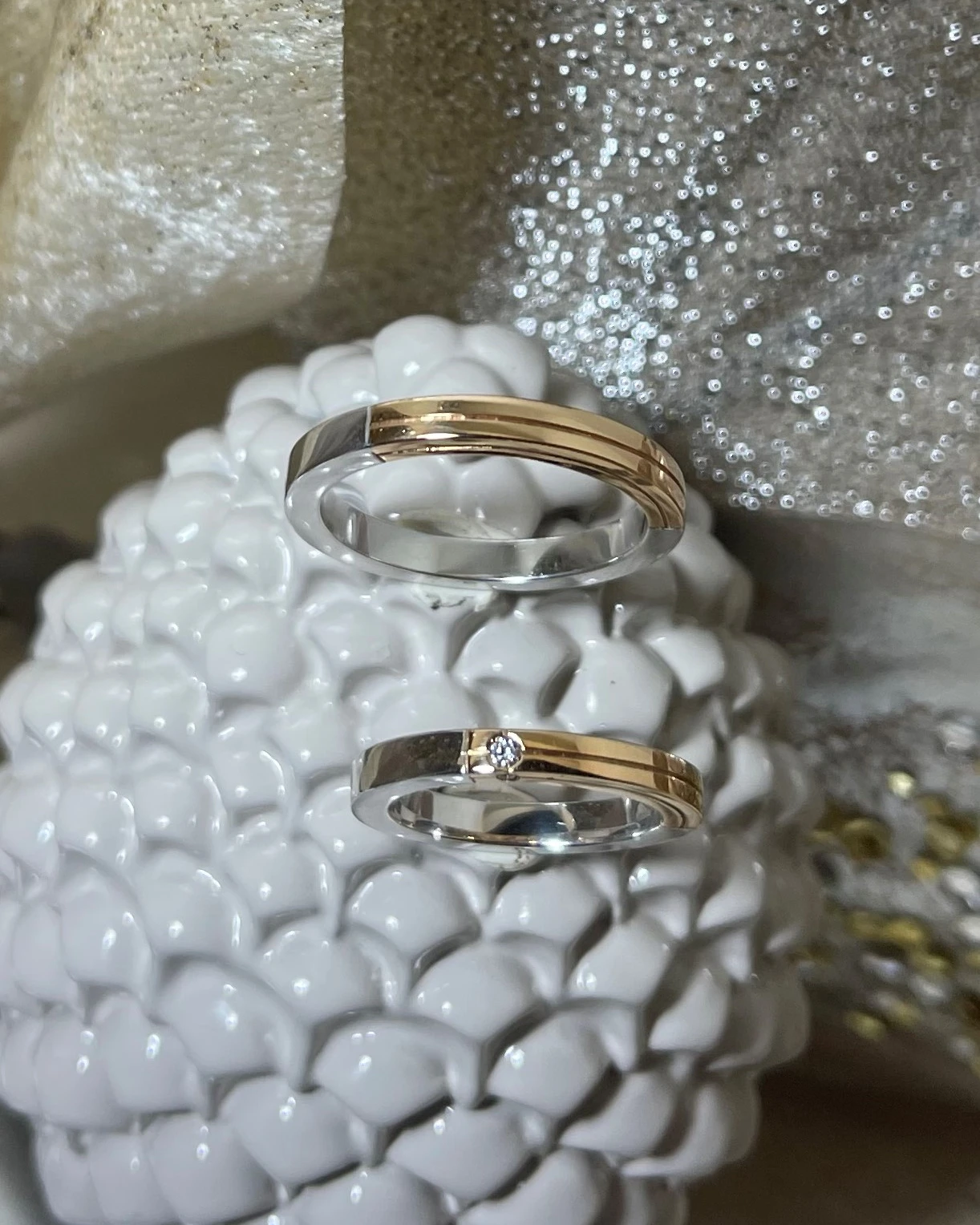 Polello fede in oro bianco e rosa cod: G2191UBR