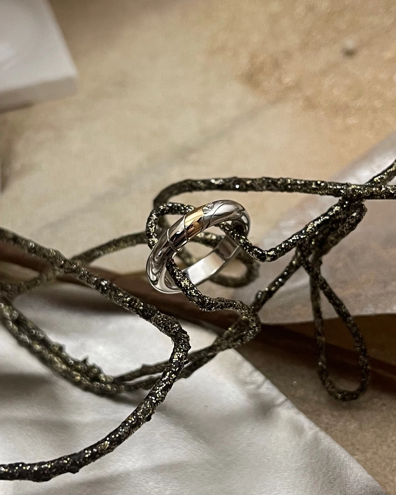 Polello fede in oro bianco e rosa con brillanti  cod: G2188DBR