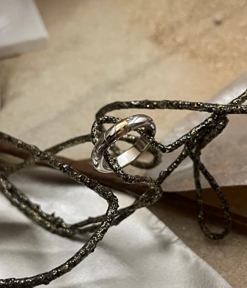 Polello fede in oro bianco e rosa con brillanti  cod: G2188DBR