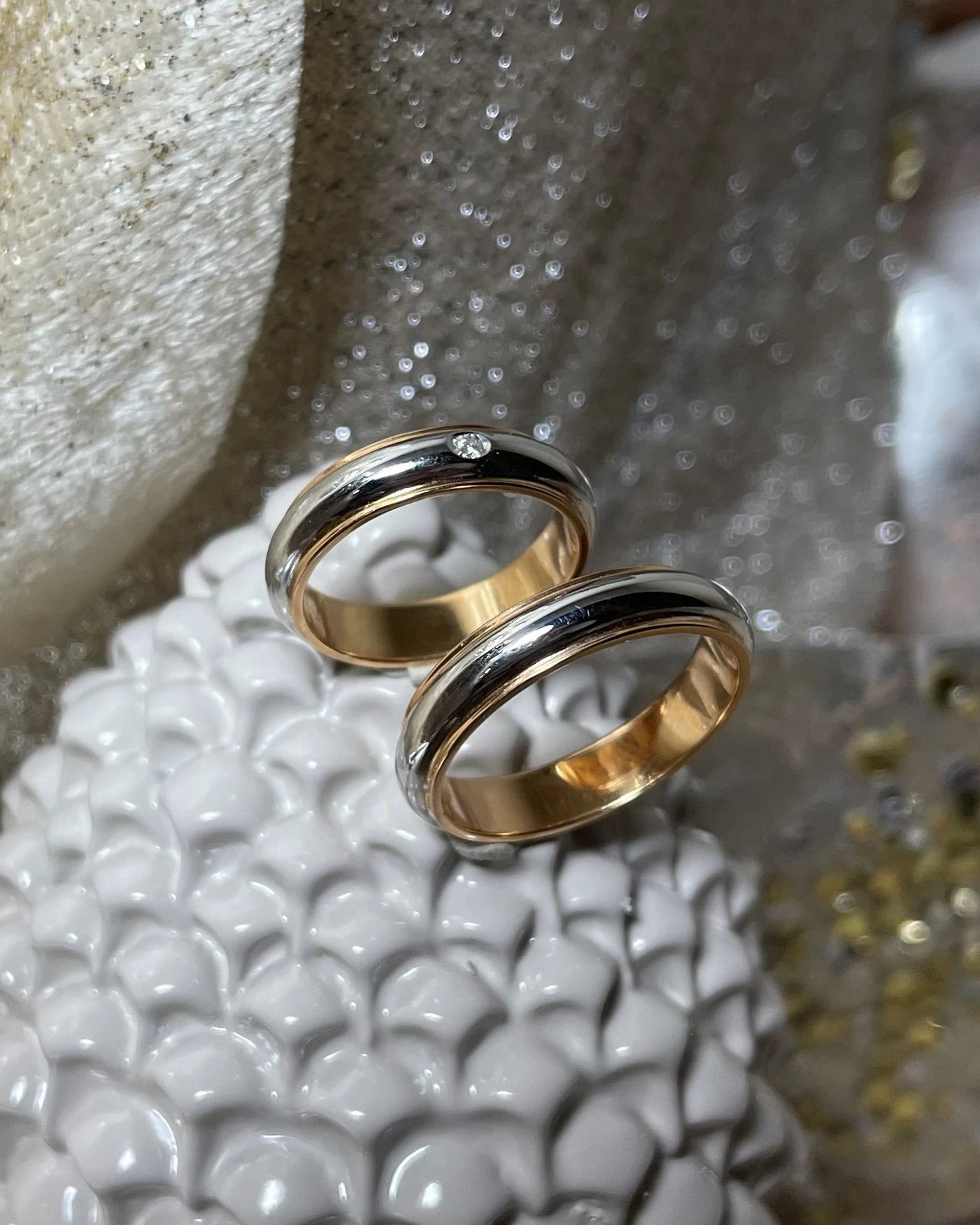 Polello fede in oro bianco e rosa cod: G2005UBR