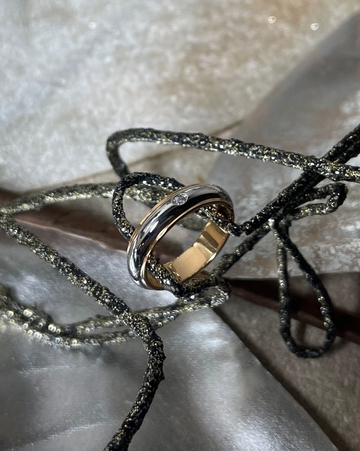 Polello fede in oro bianco e rosa con brillanti  cod: G2005DBR