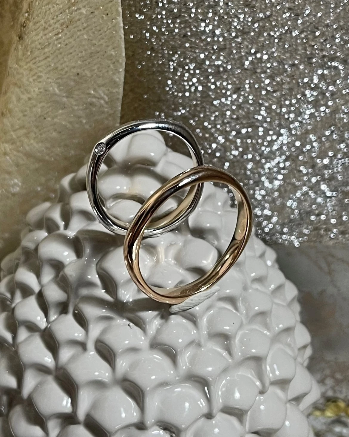 Polello fede in oro bianco e rosa cod: E2607UBR