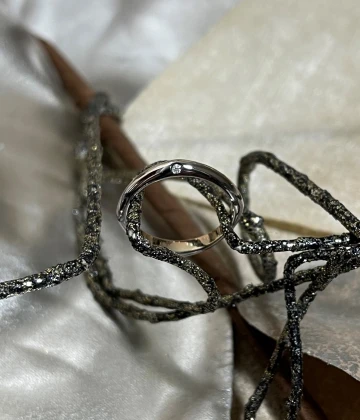 Polello fede in oro bianco e rosa con brillanti  cod: L2607DBR