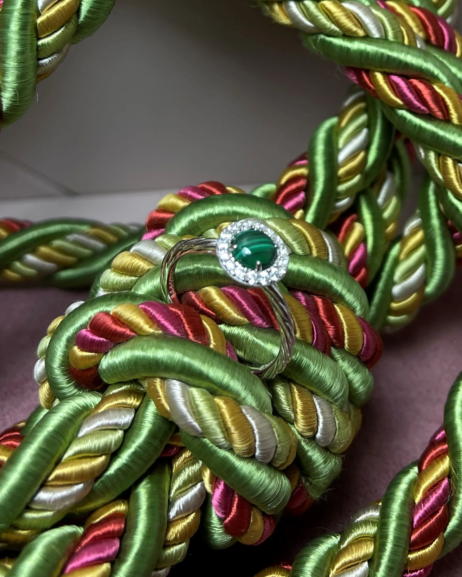 Rosato Anello argento malachite e zirconi cod: RMI35B