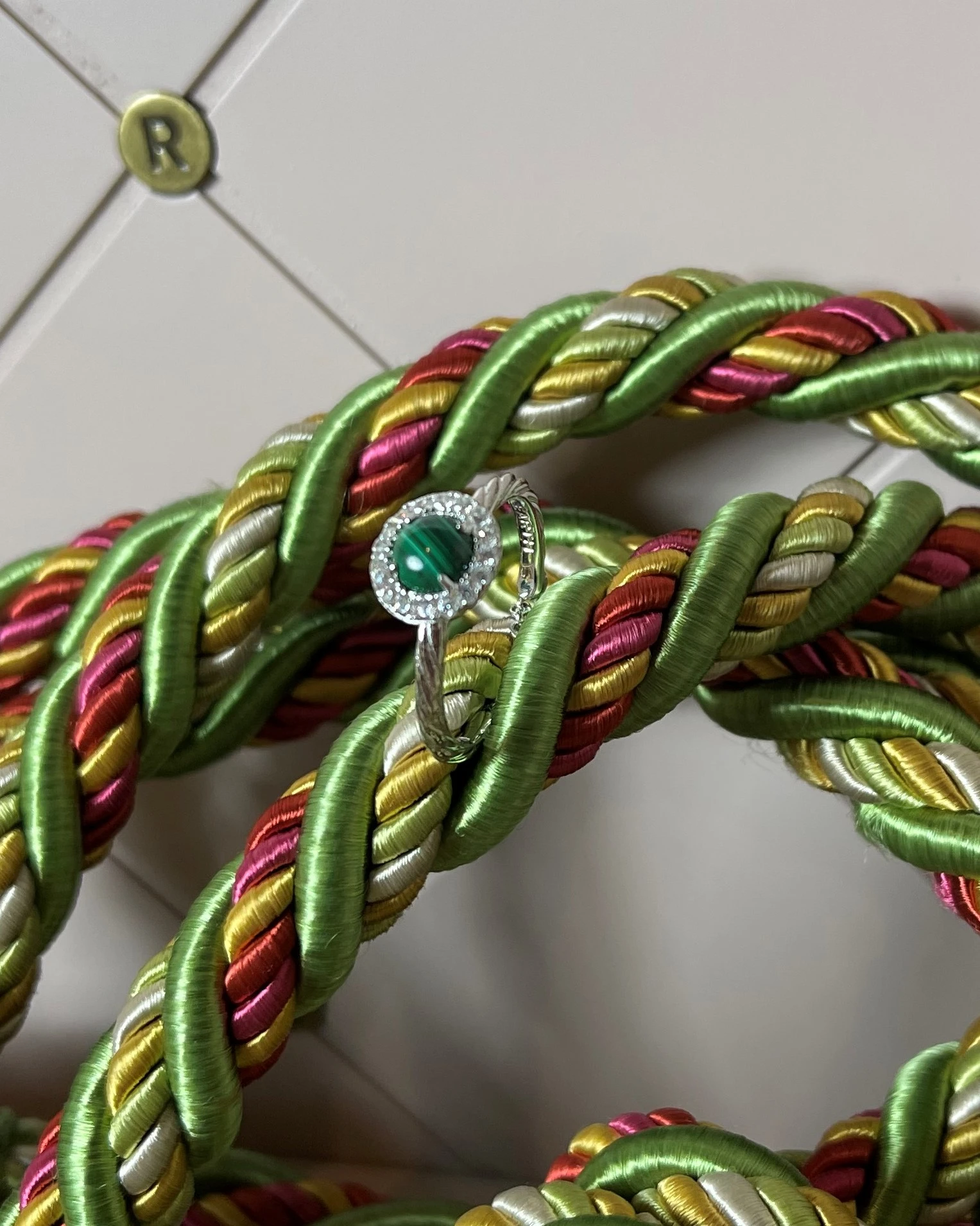 Rosato Anello argento malachite e zirconi cod: RMI35B